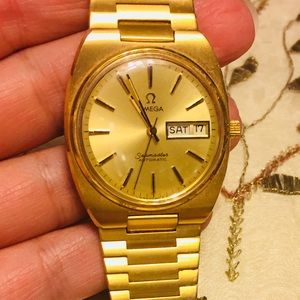 18k gold plated vintage omega watch for men